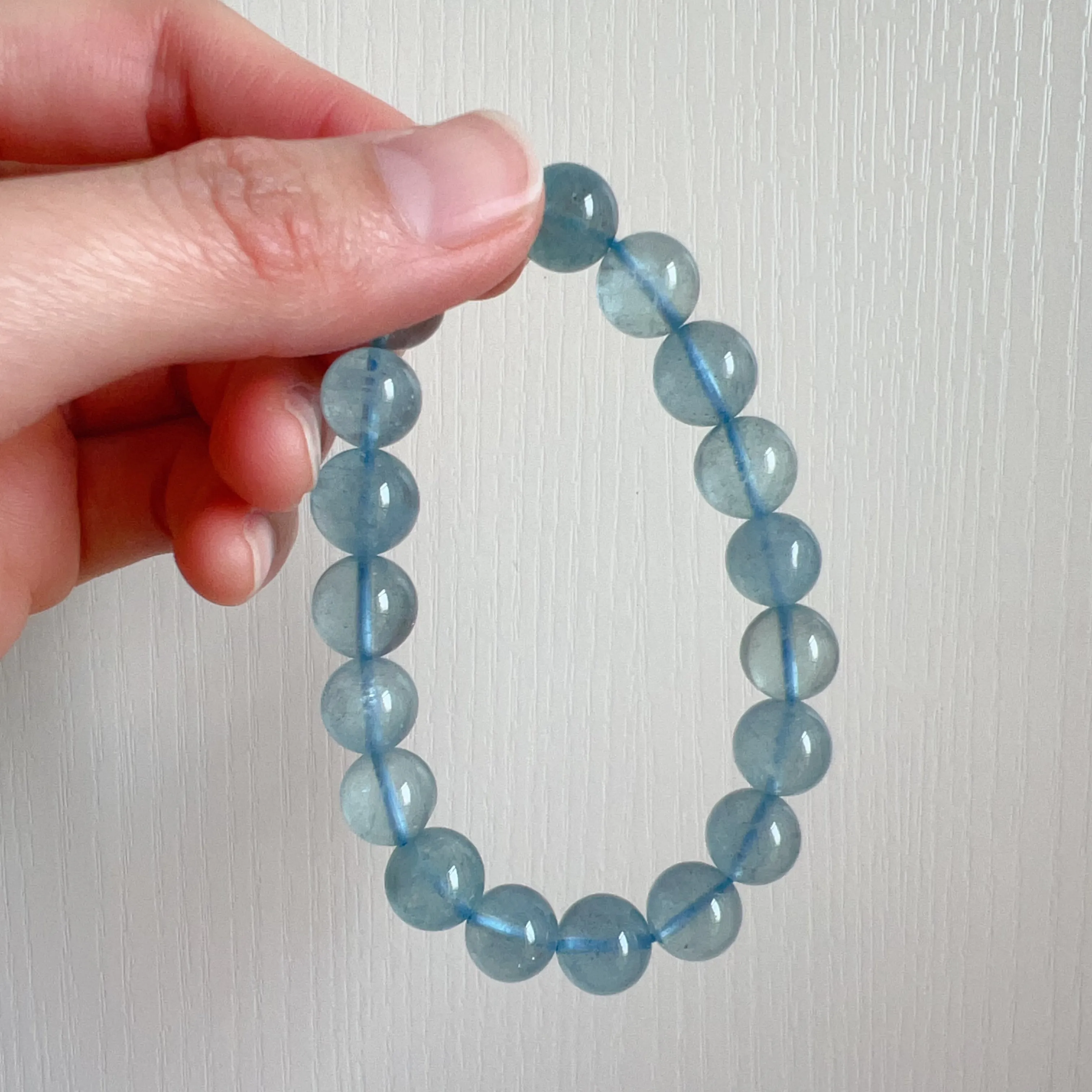 Saint Maria Blue Aquamarine Healing Crystal Bracelet with 10.4mm Beads | March Birthstone Pisces