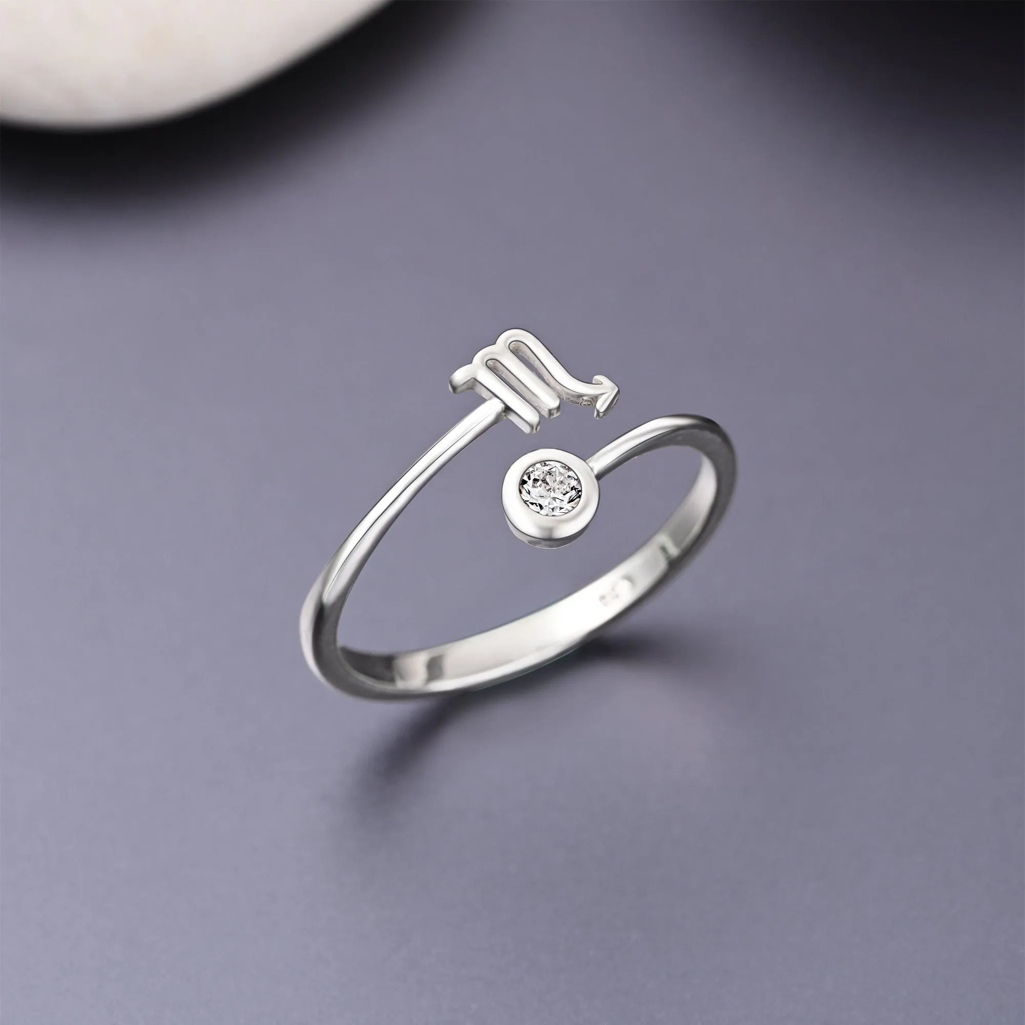 Scorpio Ring Sterling Silver Adjustable Zodiac Sign Ring