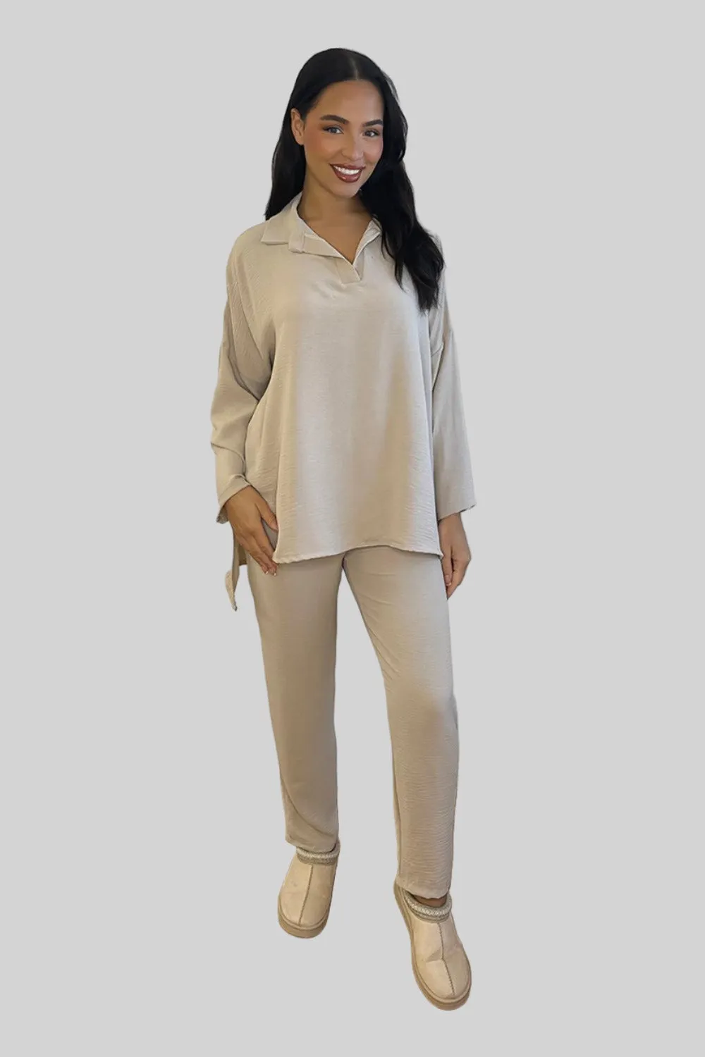 Shirt Blouse And Trousers Leisure Set