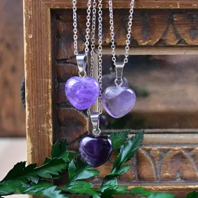 Silver Amethyst Heart Necklace