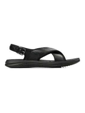 Slingback Cross Strap Sandal - Black Phyton