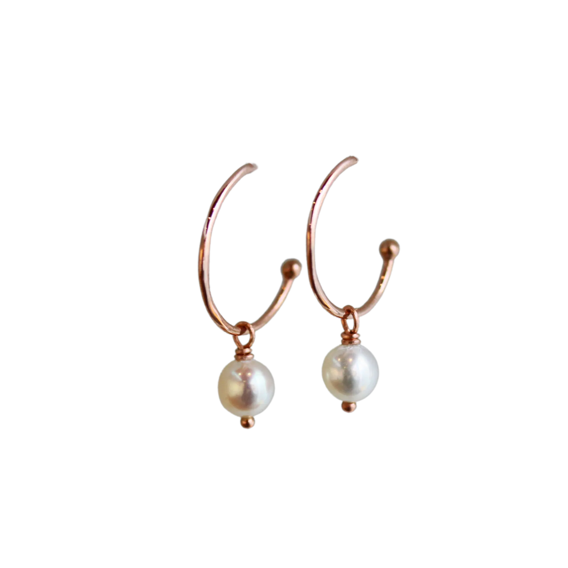 Small Pearl Hoop Dangle Earrings