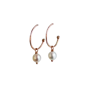 Small Pearl Hoop Dangle Earrings