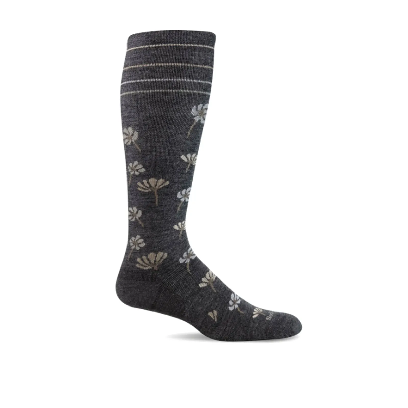 Sockwell Field Flower Over the Calf Compression Sock (Women) - Charcoal