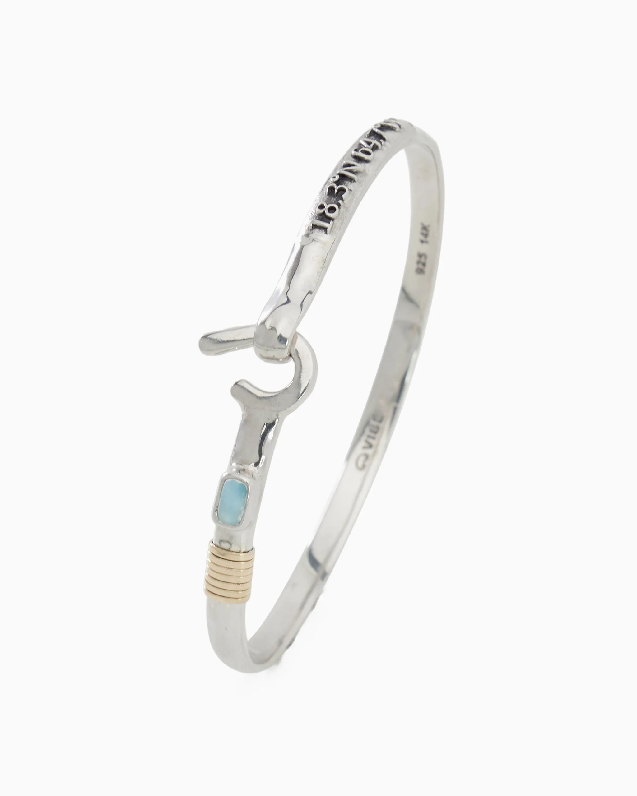 St. John Hook Bracelet with Stone & Coordinates, 4mm - Larimar