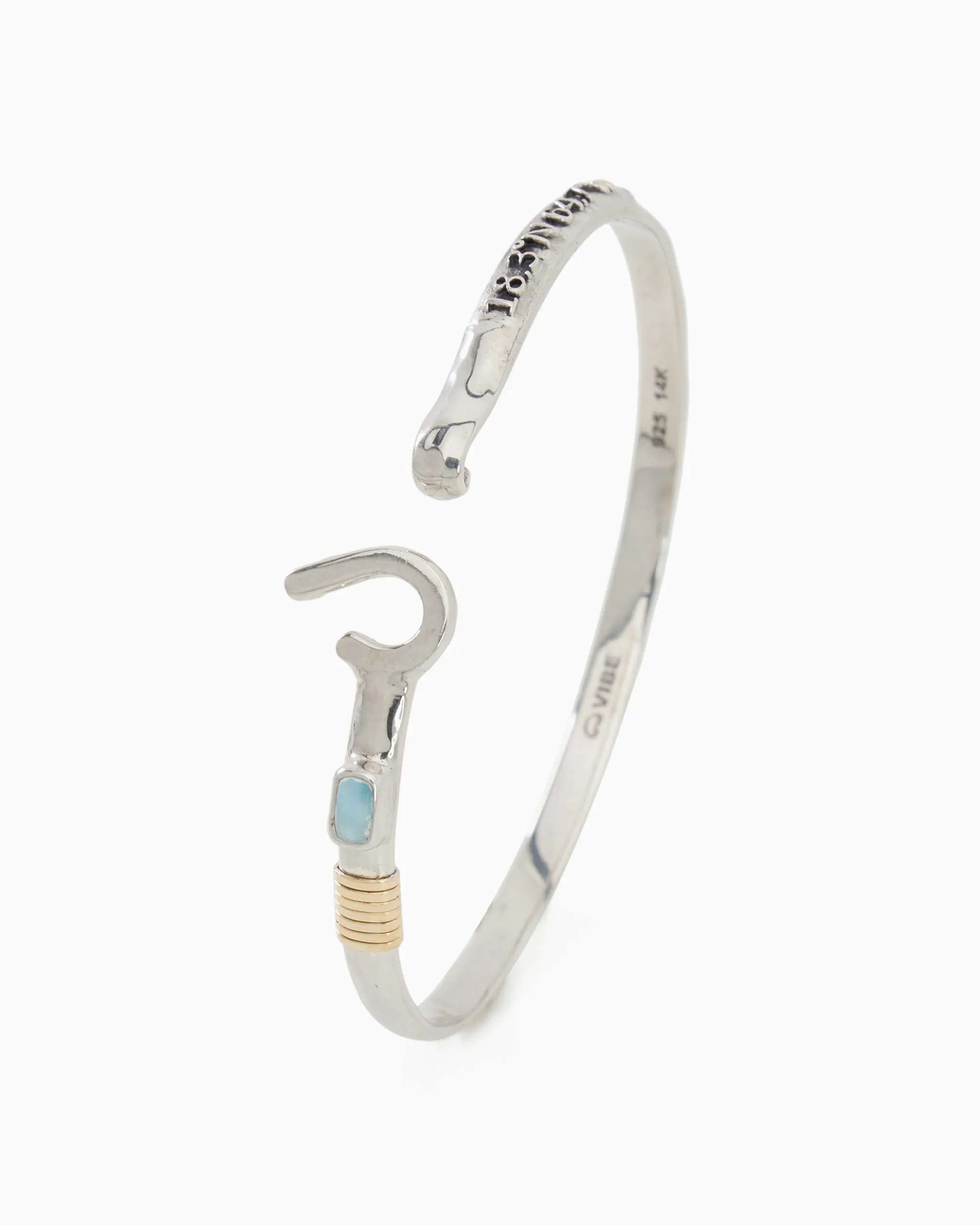 St. John Hook Bracelet with Stone & Coordinates, 4mm - Larimar