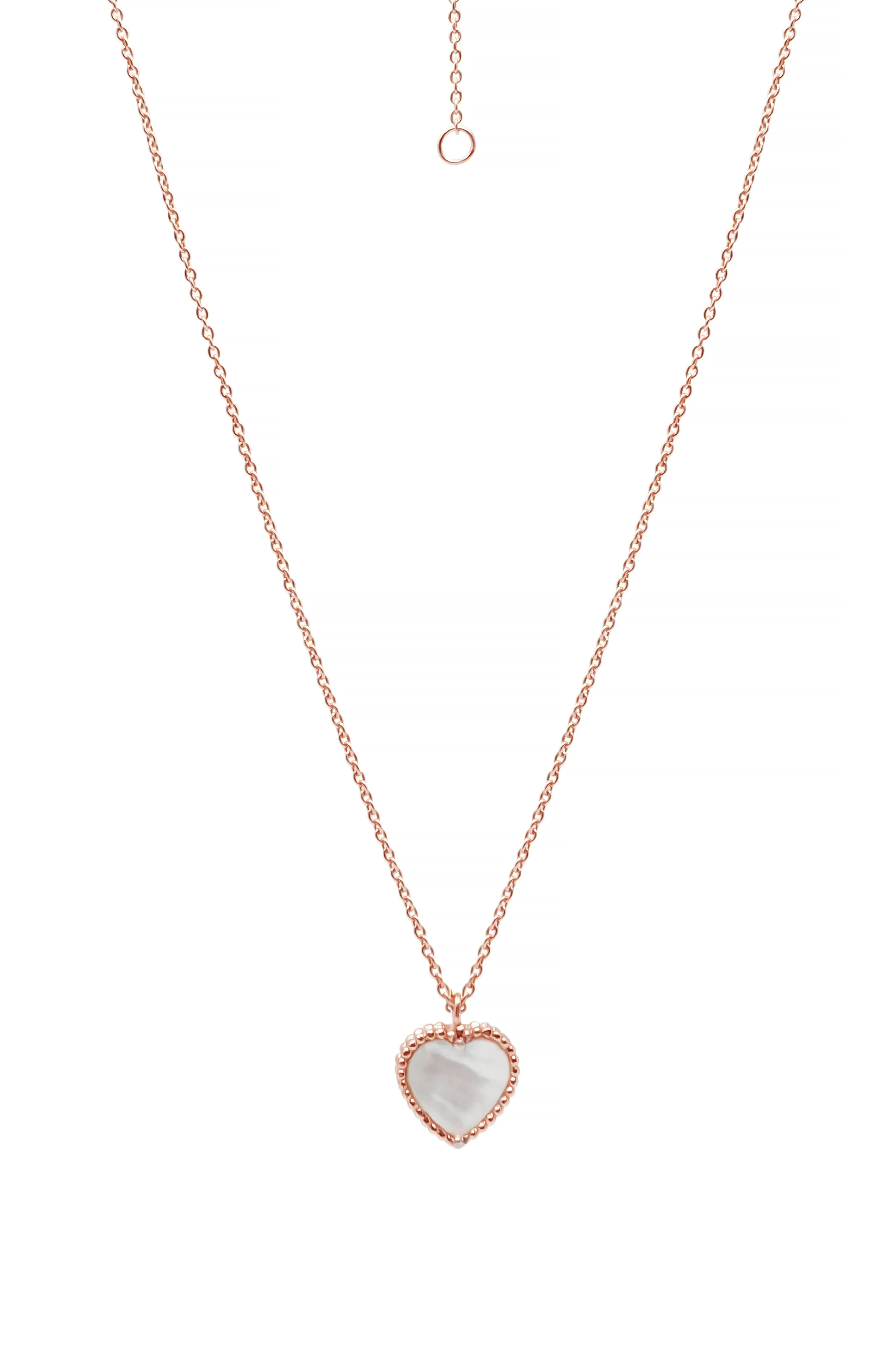 Sweet Heart Mother Of Pearl Rose Gold Plated Sterling Silver Necklace