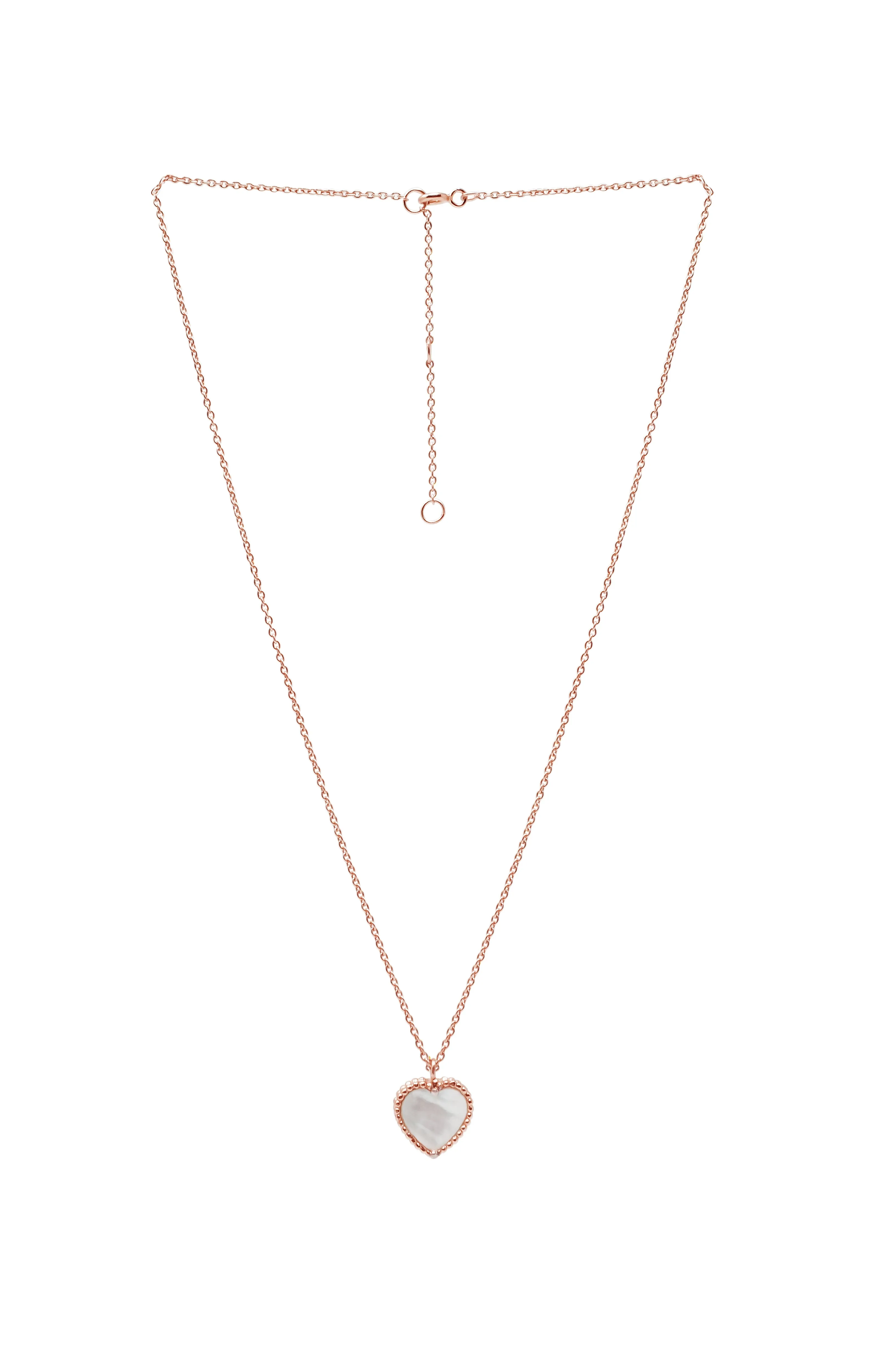 Sweet Heart Mother Of Pearl Rose Gold Plated Sterling Silver Necklace