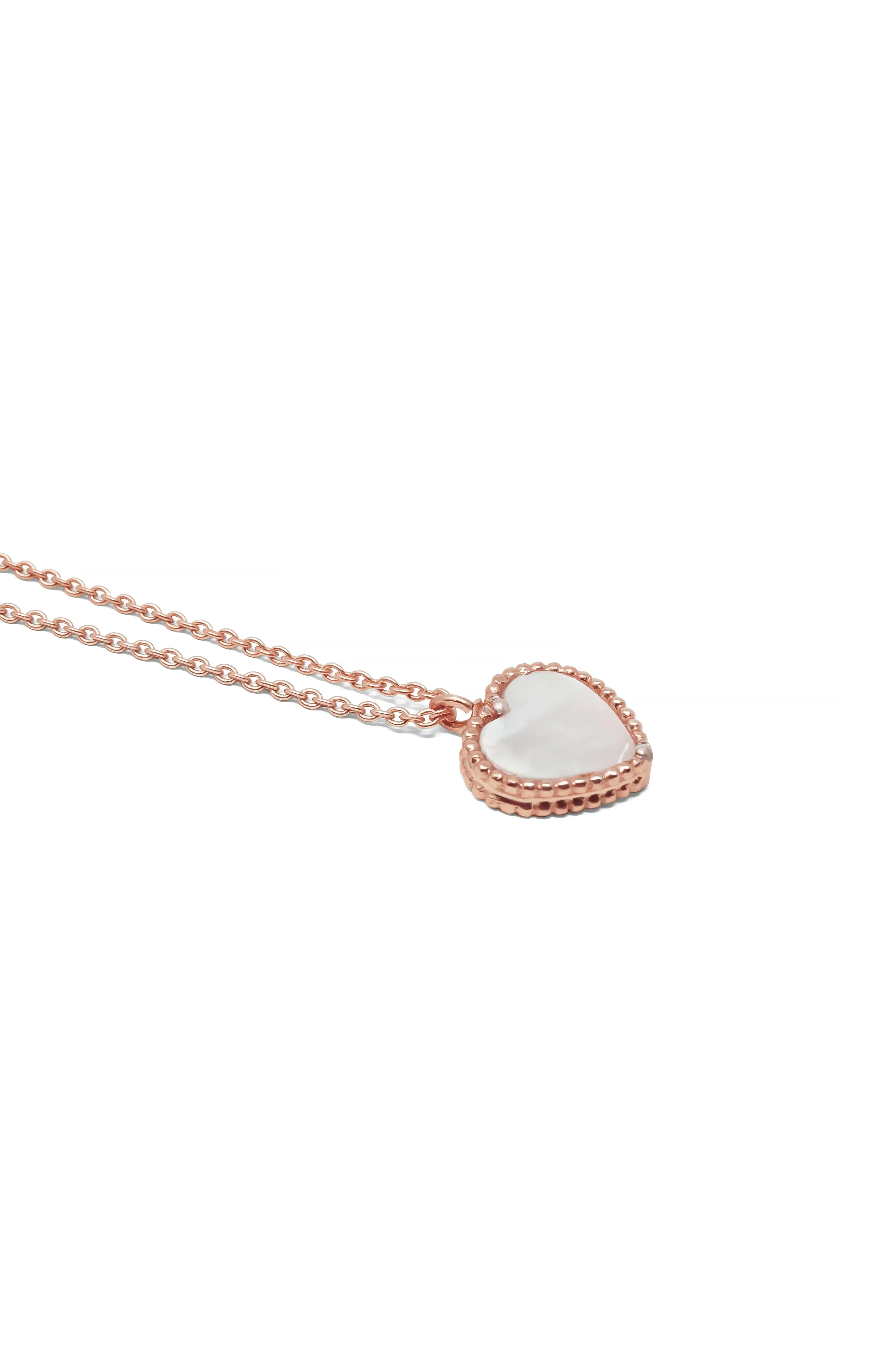 Sweet Heart Mother Of Pearl Rose Gold Plated Sterling Silver Necklace