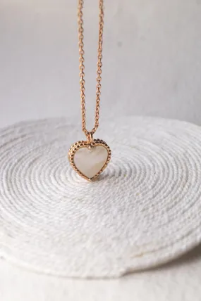 Sweet Heart Mother Of Pearl Rose Gold Plated Sterling Silver Necklace