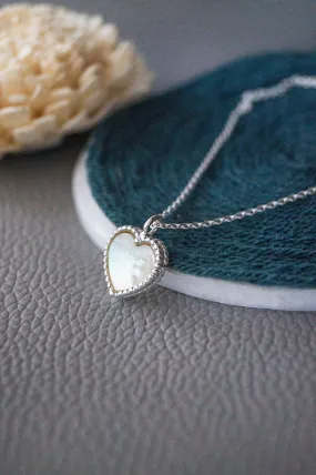 Sweet Heart Mother Of Pearl Sterling Silver Necklace