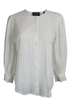 THE KOOPLES White Perforate Flowers Vintage Style Women's Blouse (3 | UK 14 | EU 40)