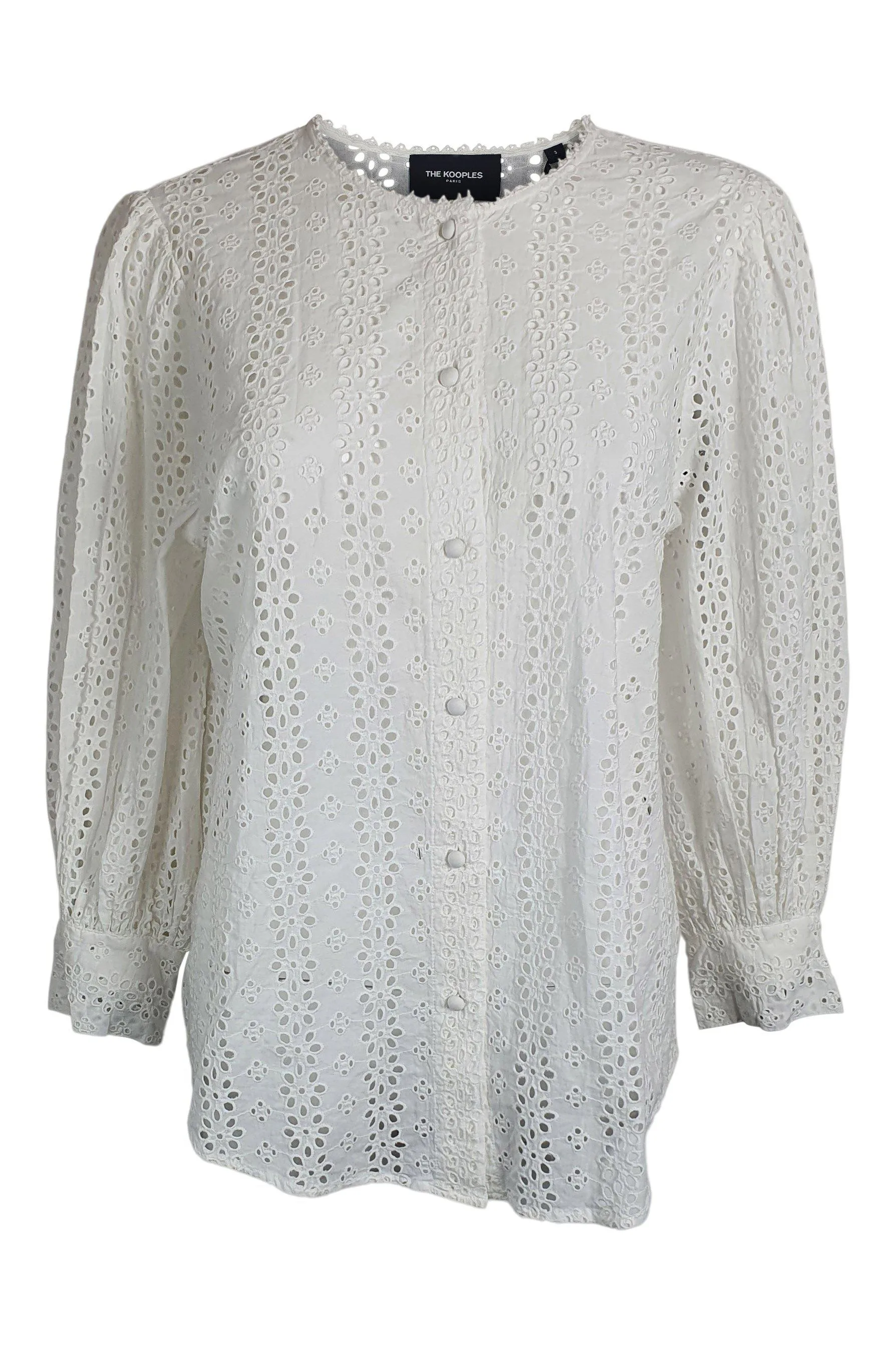 THE KOOPLES White Perforate Flowers Vintage Style Women's Blouse (3 | UK 14 | EU 40)