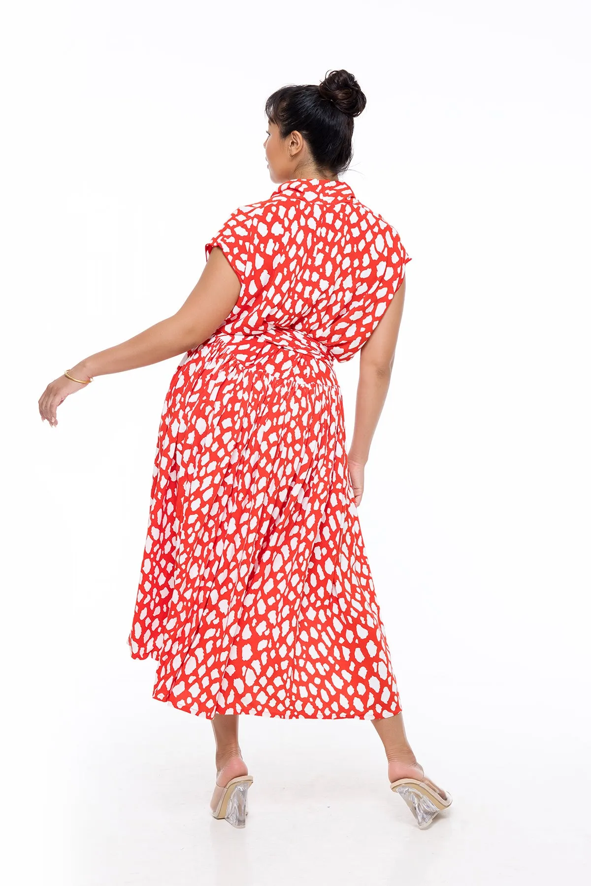 THE POINT DRESS - GIRAFFE RED & WHITE