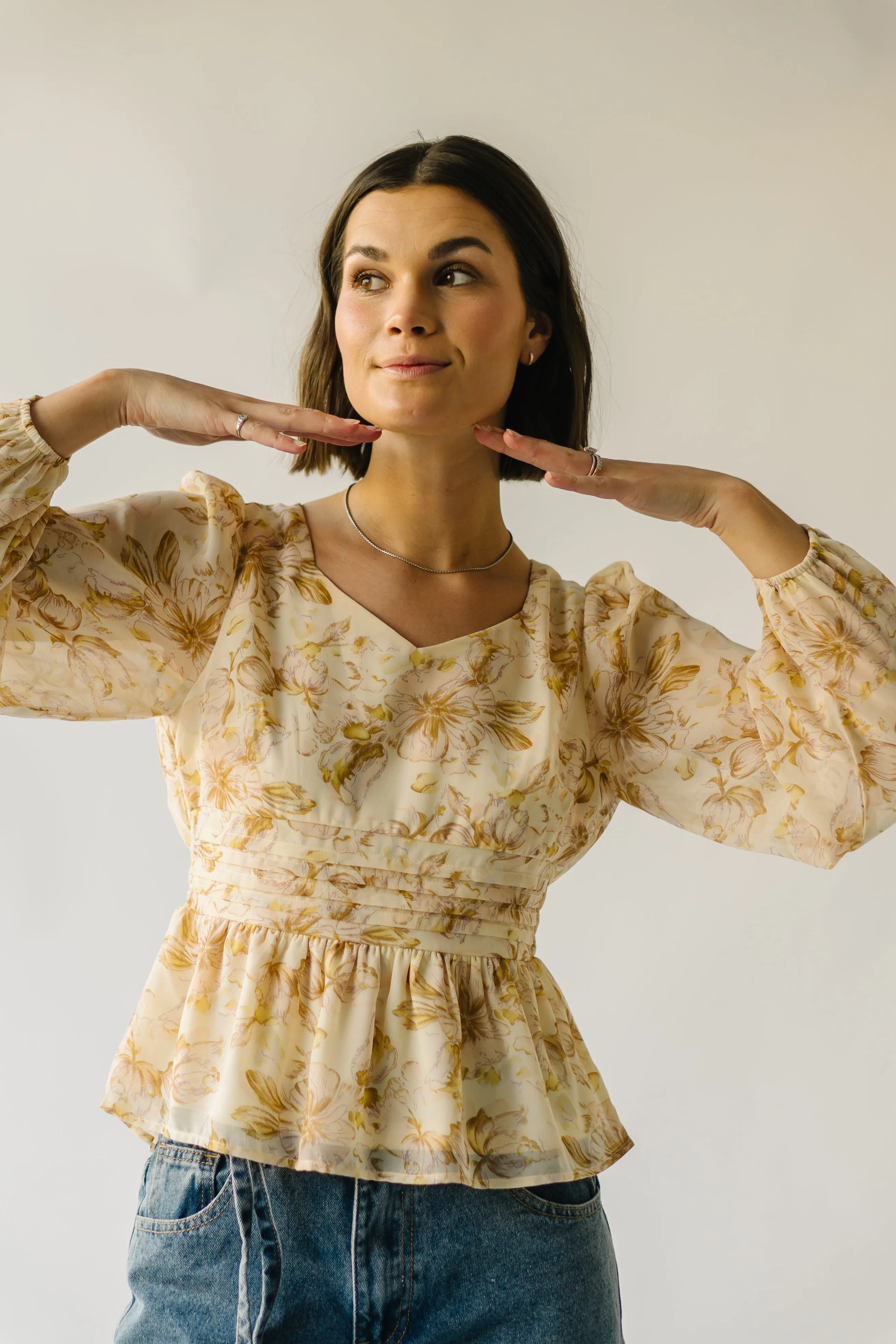 The Sabrina Pintuck Detail Blouse in Yellow Multi