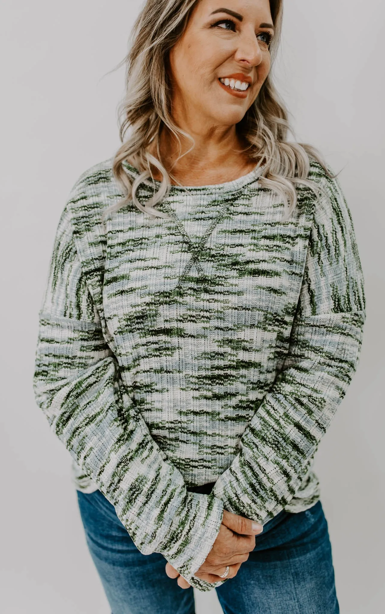 The Way It Is Curvy Reverse Stitch Sweater