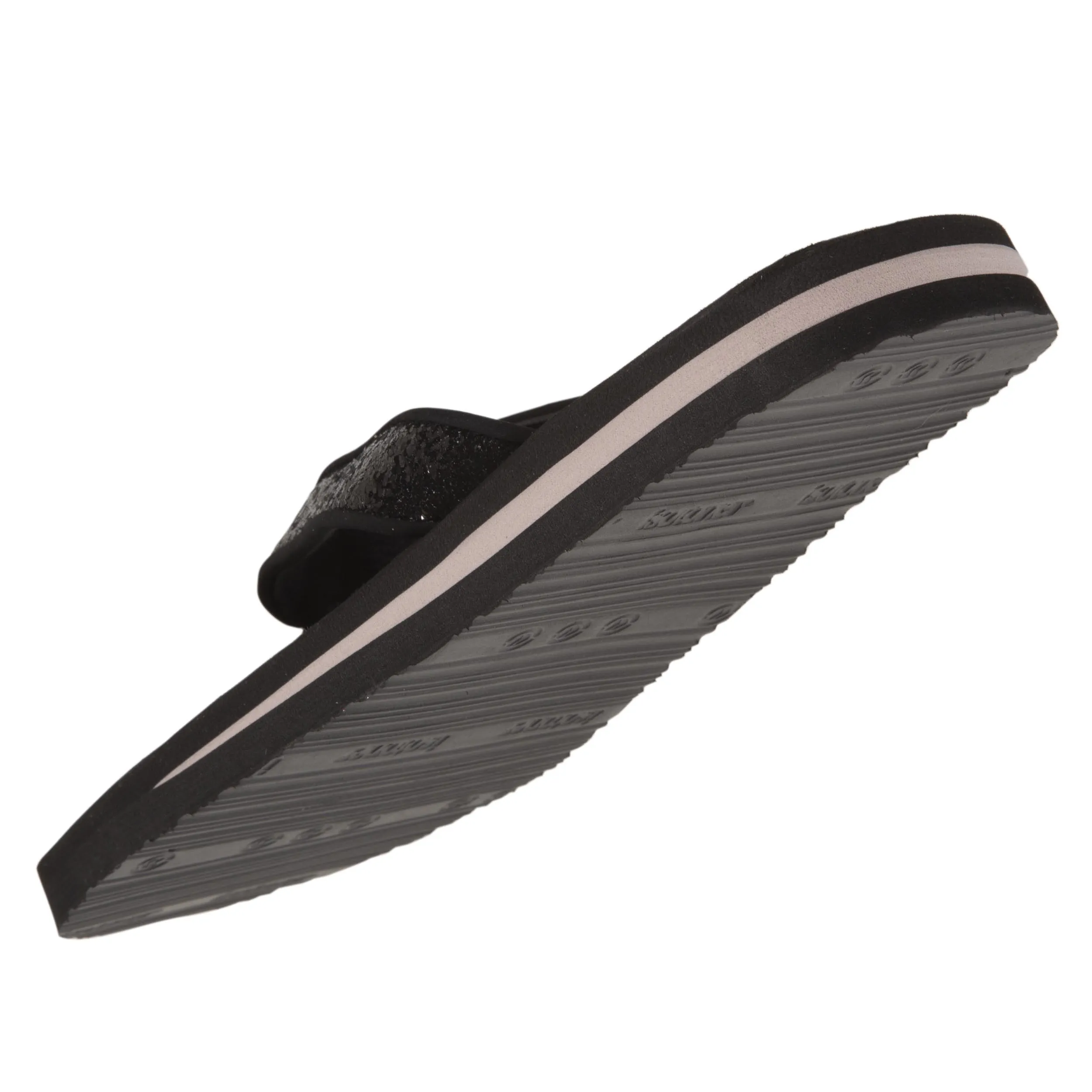 Tongs Femme unie à perles yoga confort Noir