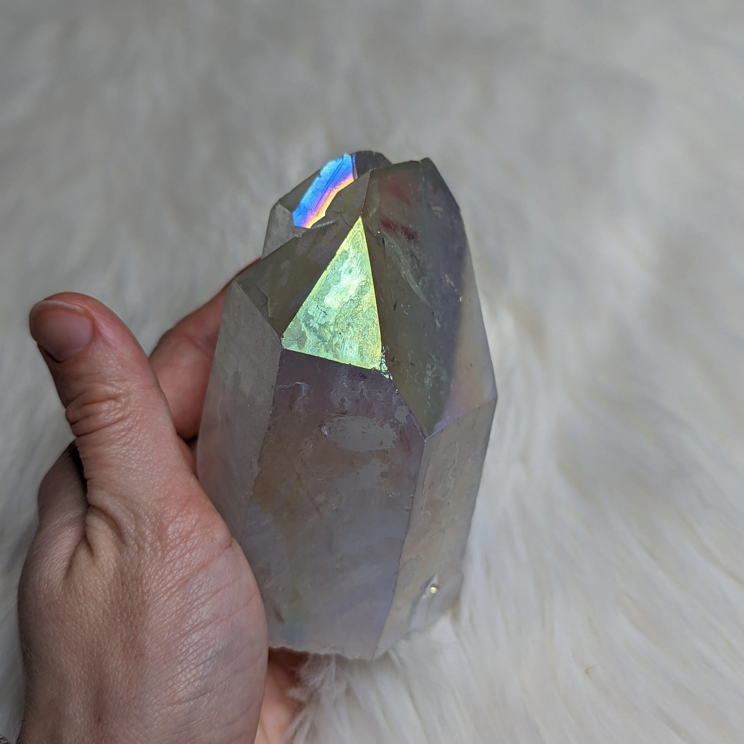 Unicorn Energy ~Pastel Rainbow Glow ANGEL AURA QUARTZ Point