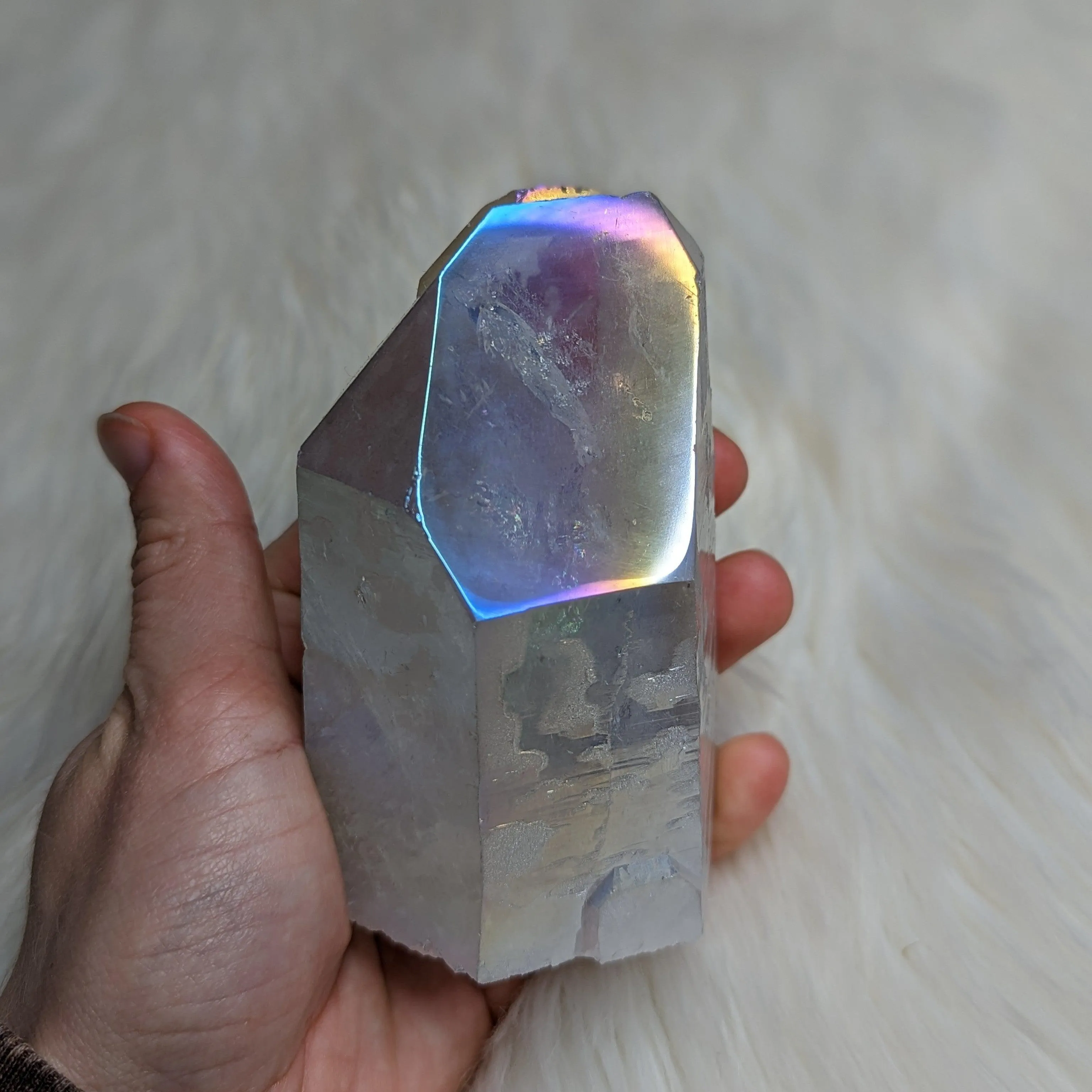 Unicorn Energy ~Pastel Rainbow Glow ANGEL AURA QUARTZ Point