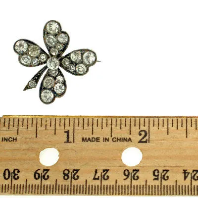 Victorian Sterling & Four Leaf Clover French Paste Pin