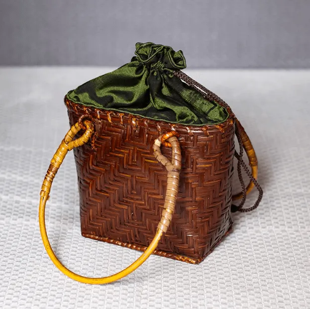 Vintage Handmade Bamboo Handbag Casual Square Bag