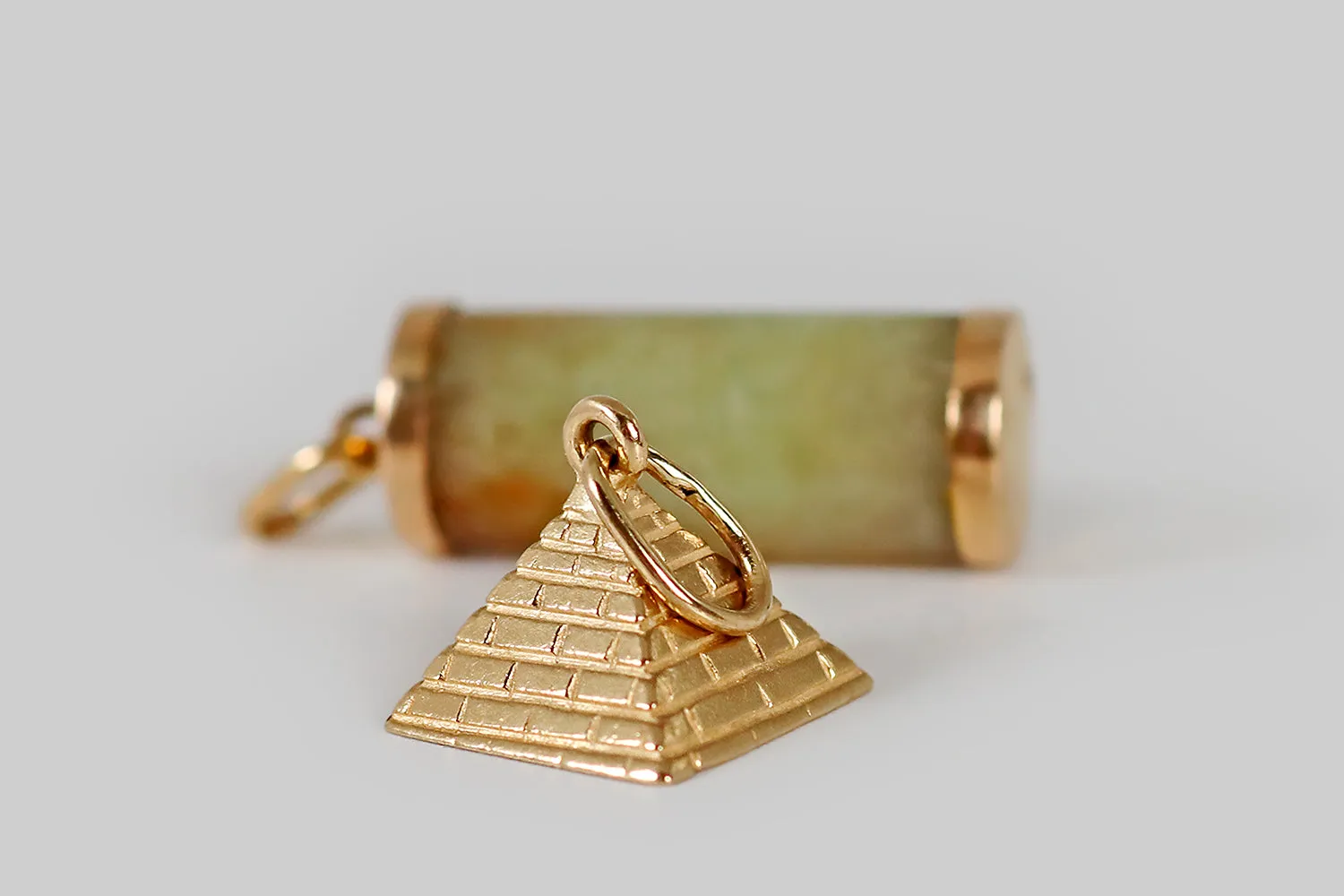 Vintage Miniature Egyptian Pyramid Charm in 14k Gold