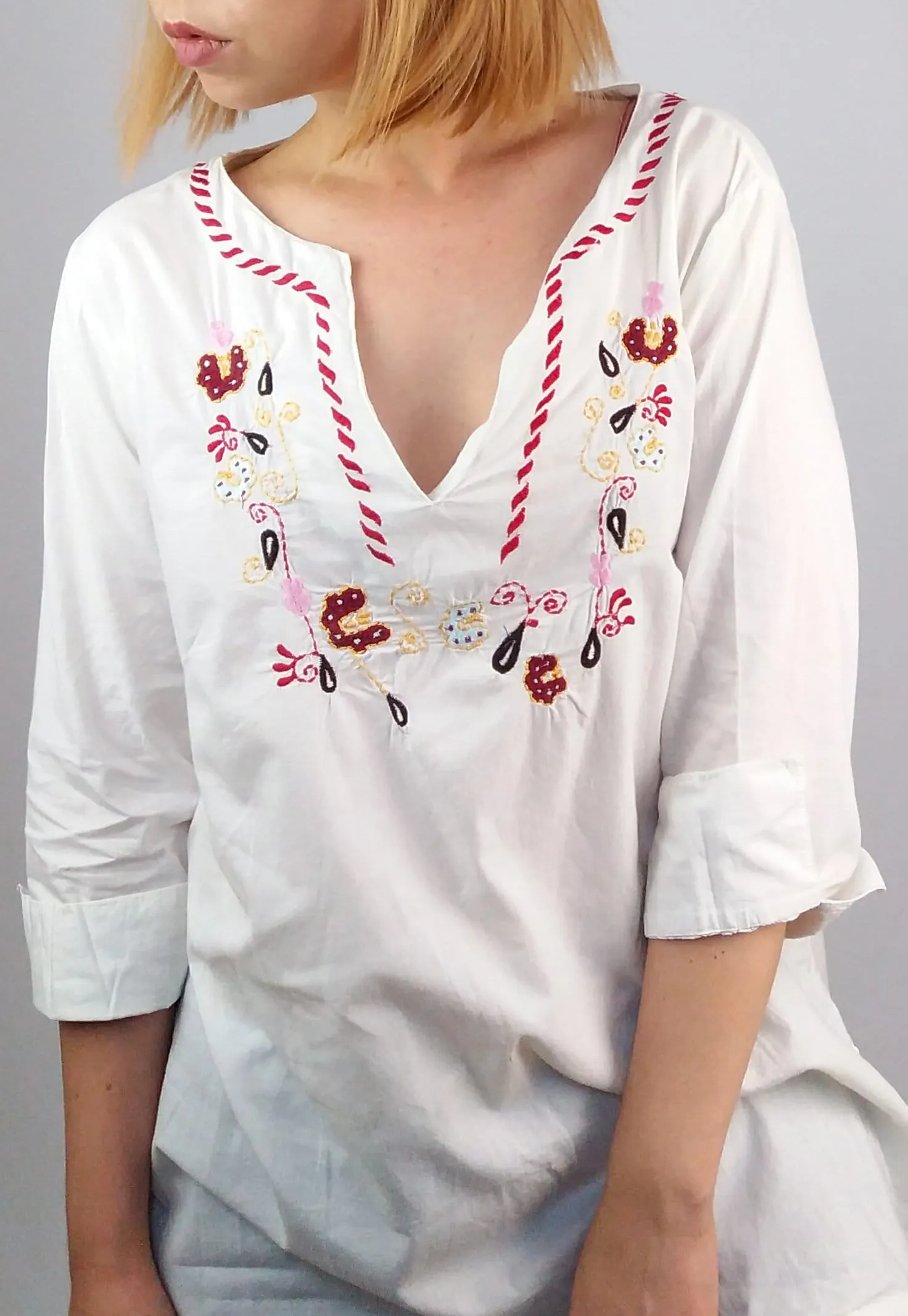 White Tunic Blouse Beach Top Kaftan