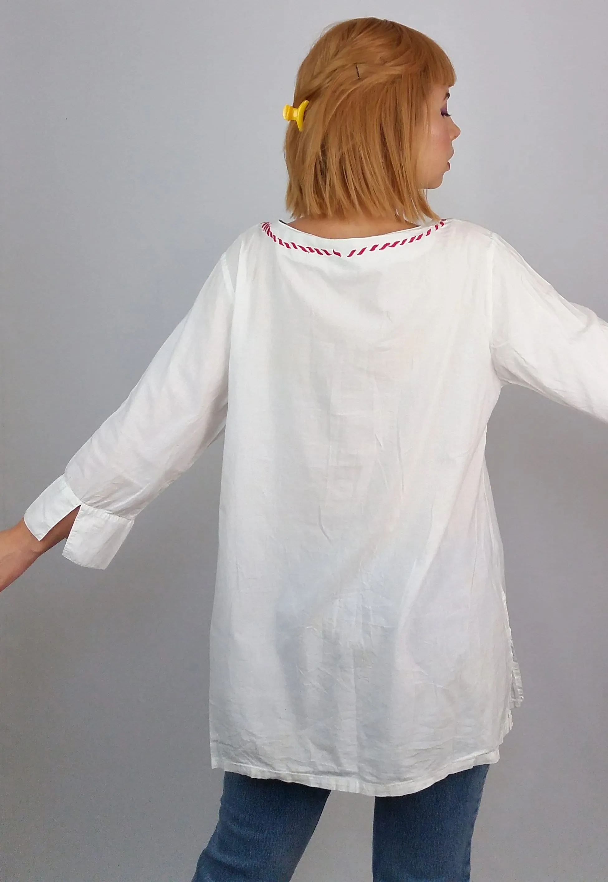 White Tunic Blouse Beach Top Kaftan