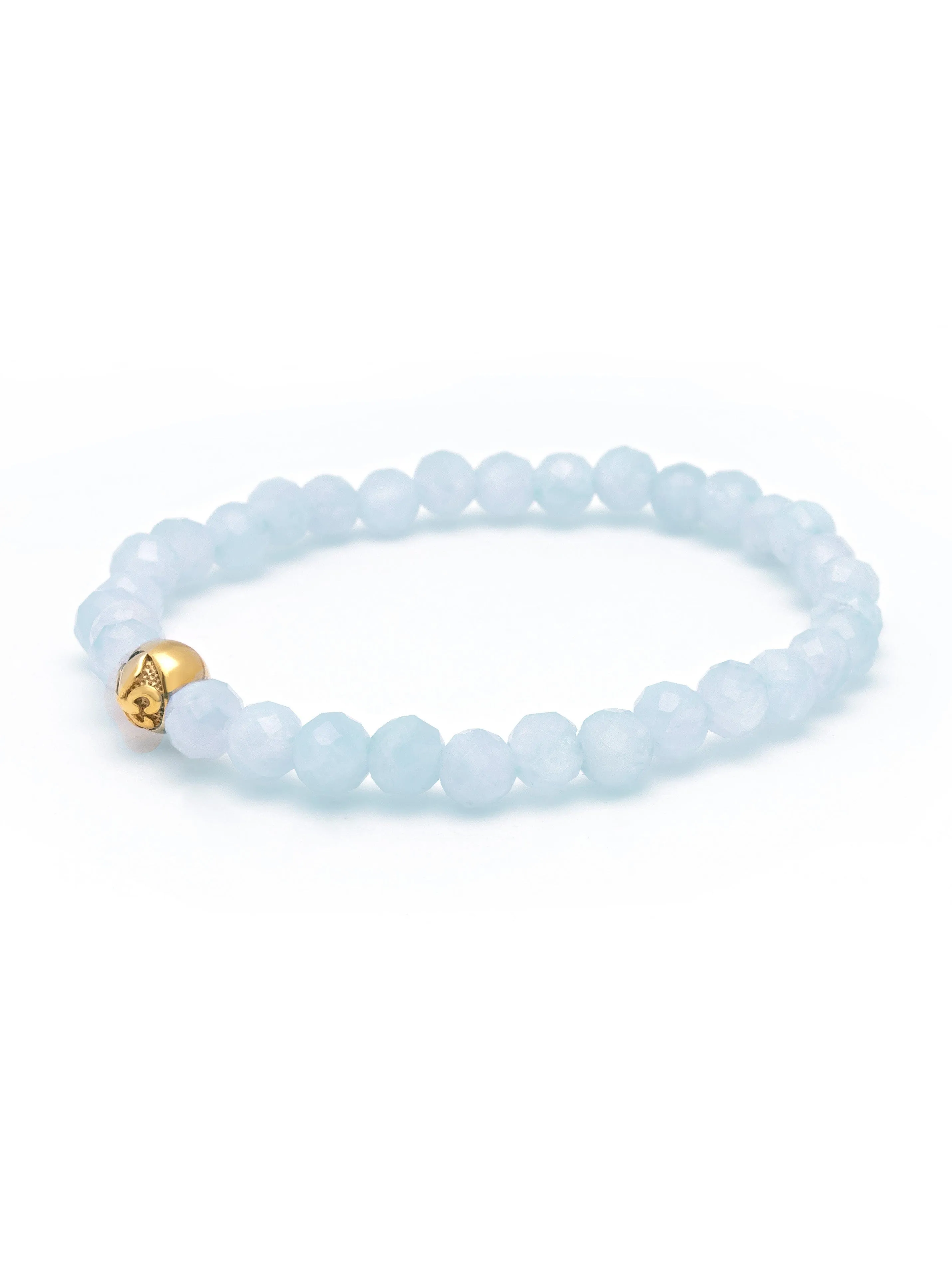 Women's Wristband with Aquamarine and Gold