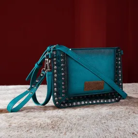 Wrangler Rivets Crossbody Wristlet Wallet-Turquoise