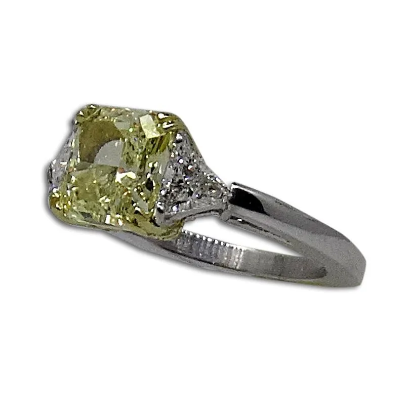 Yellow Diamond Radiant with Trillion Sides Diamond Ring