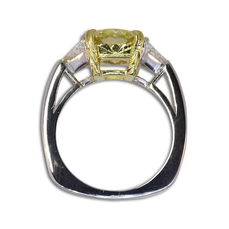 Yellow Diamond Radiant with Trillion Sides Diamond Ring