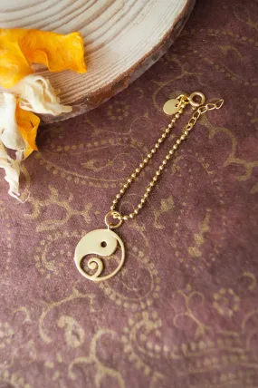 Yin And Yang With Ganesha Gold Plated Sterling Silver Watch Charm