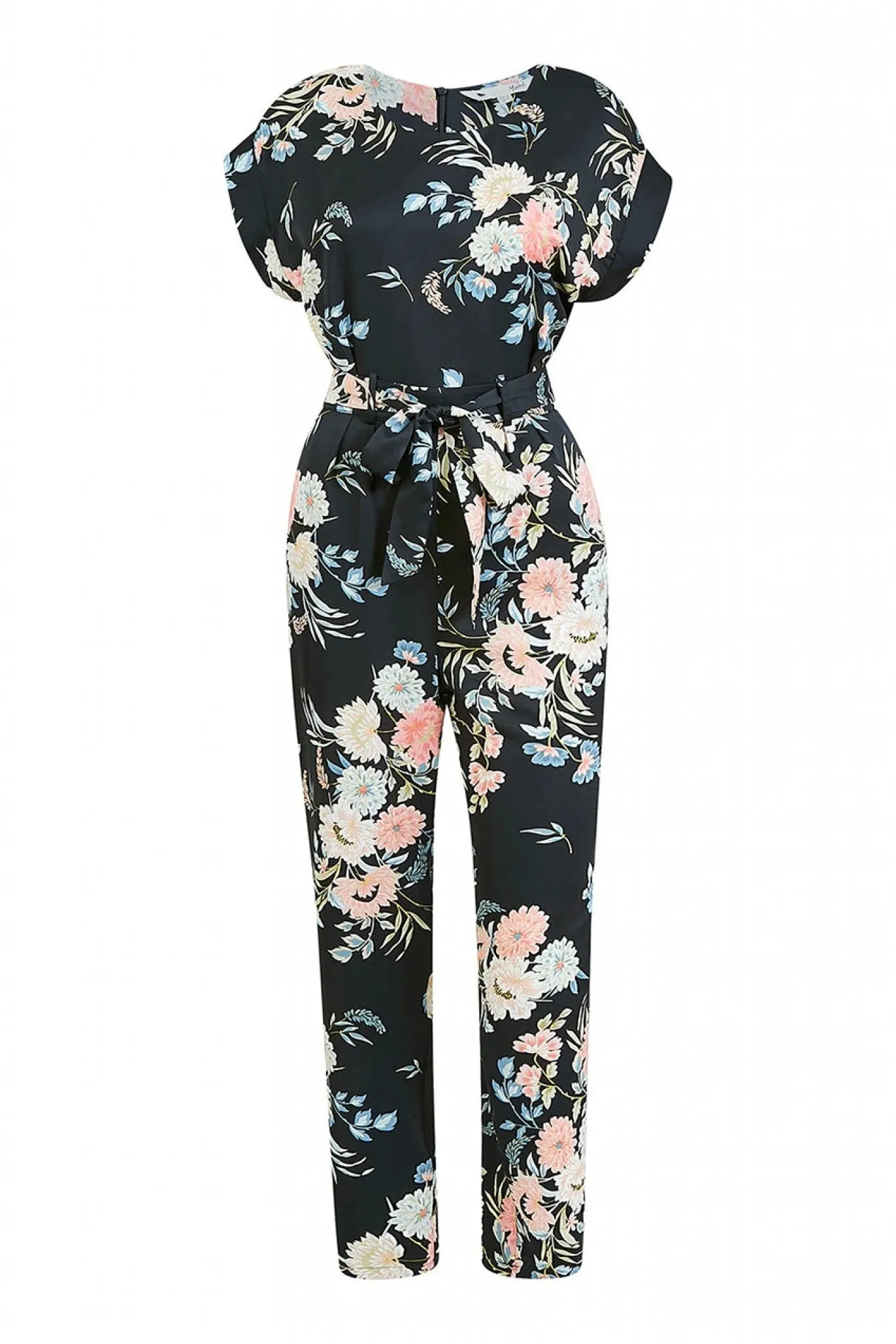 Yumi Black Japanese Floral Tie Jumpsuit